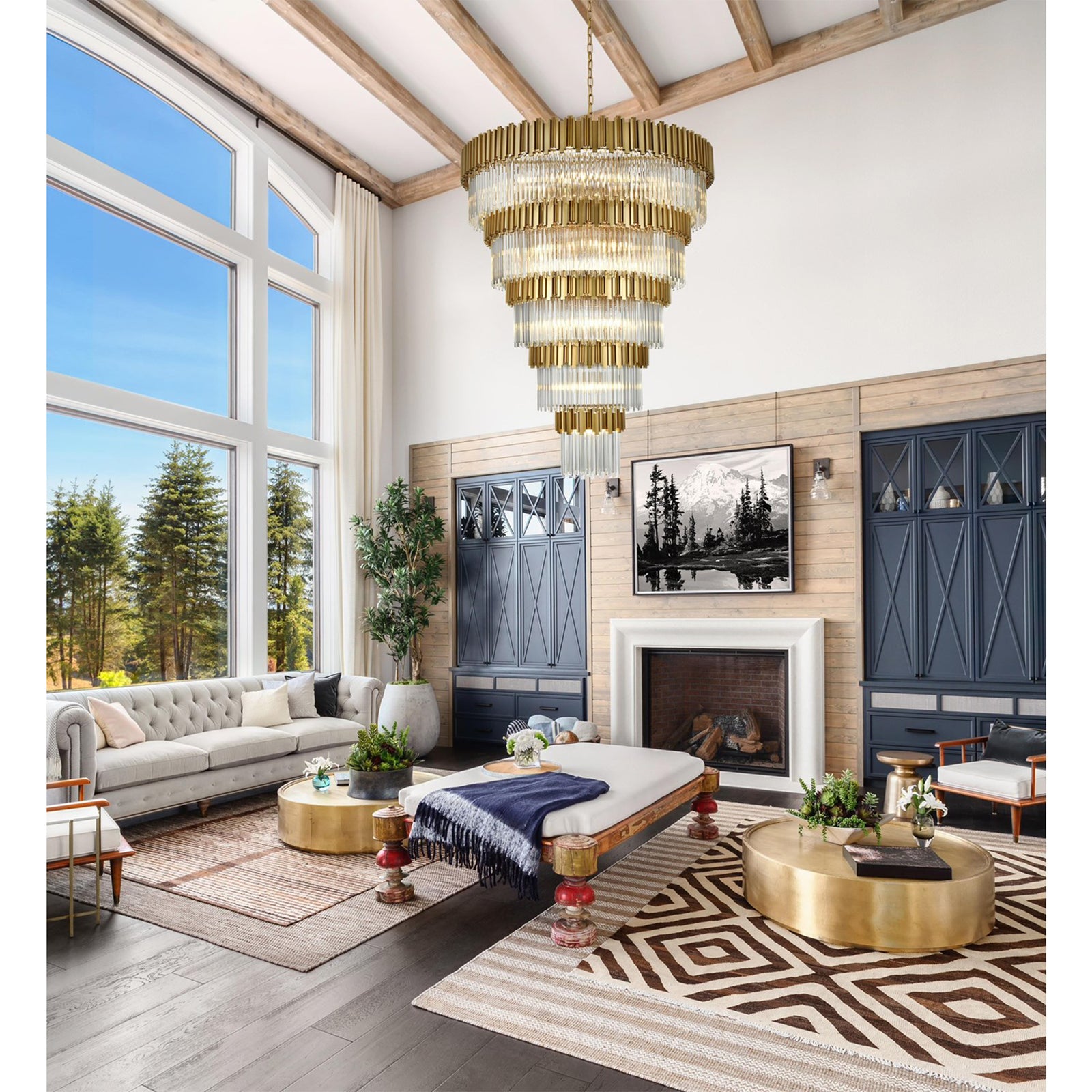 59 Inch Chandelier In Satin Gold - View 2 - Joshua Marshal
