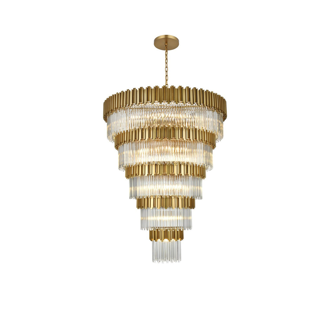 59 Inch Chandelier In Satin Gold - View 3 - Joshua Marshal