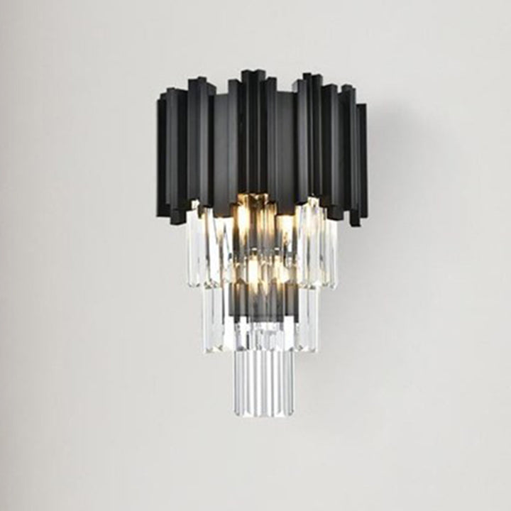 12 Inch Wall Sconce In Black Black And Clear Finish - LIGHTING by Joshua Marshal