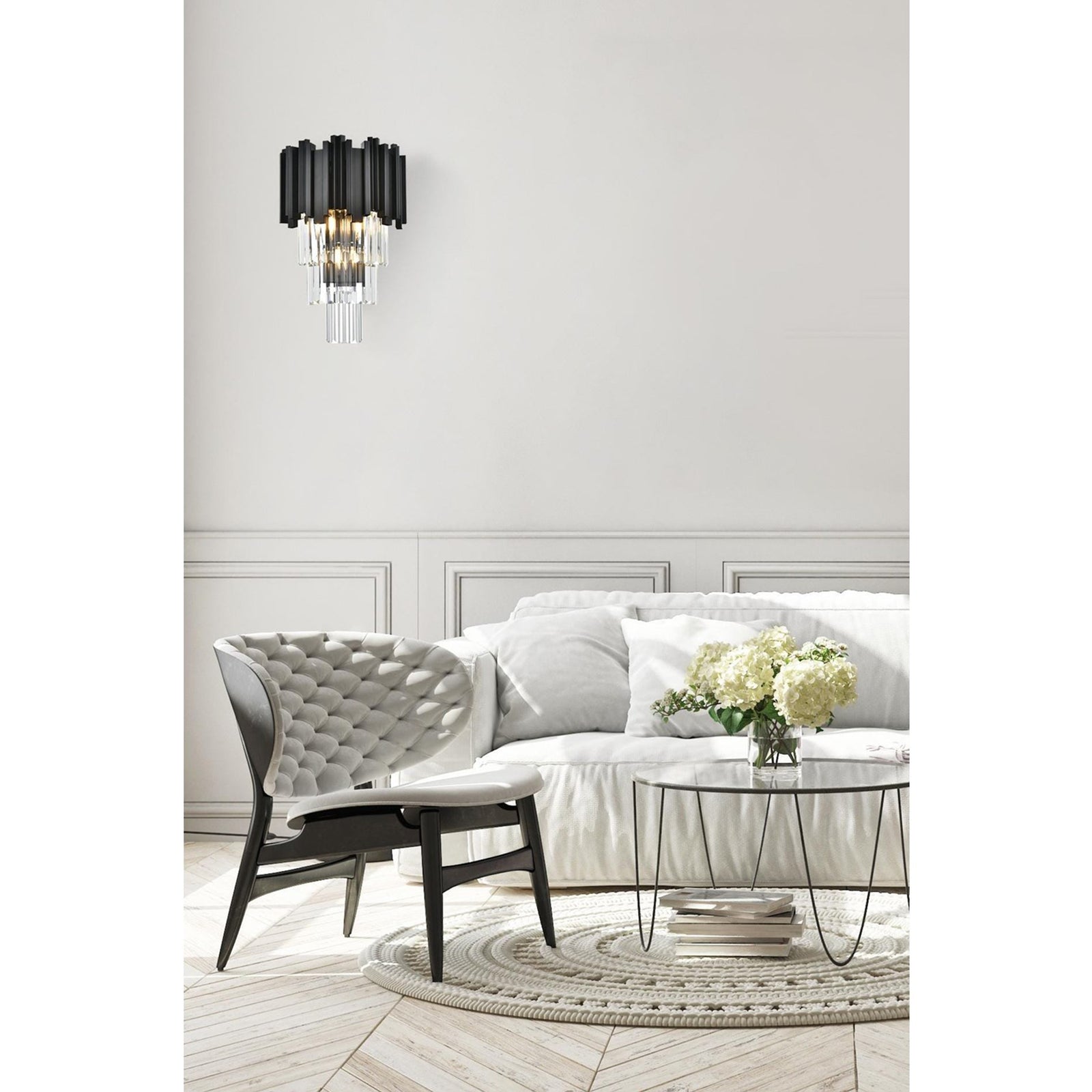 12 Inch Wall Sconce In Black - View 2 - Joshua Marshal