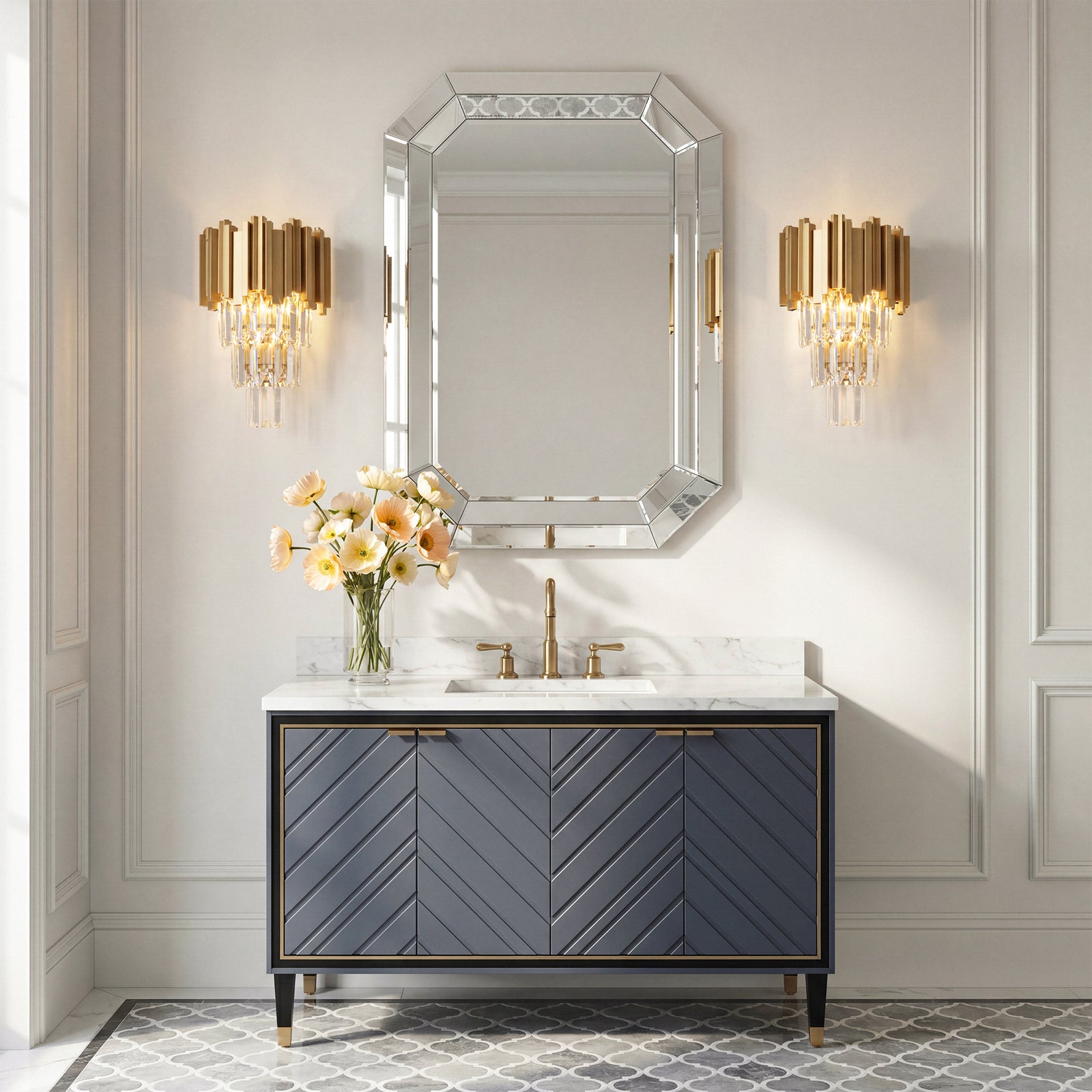 12 Inch Wall Sconce In Satin Gold - View 2 - Joshua Marshal