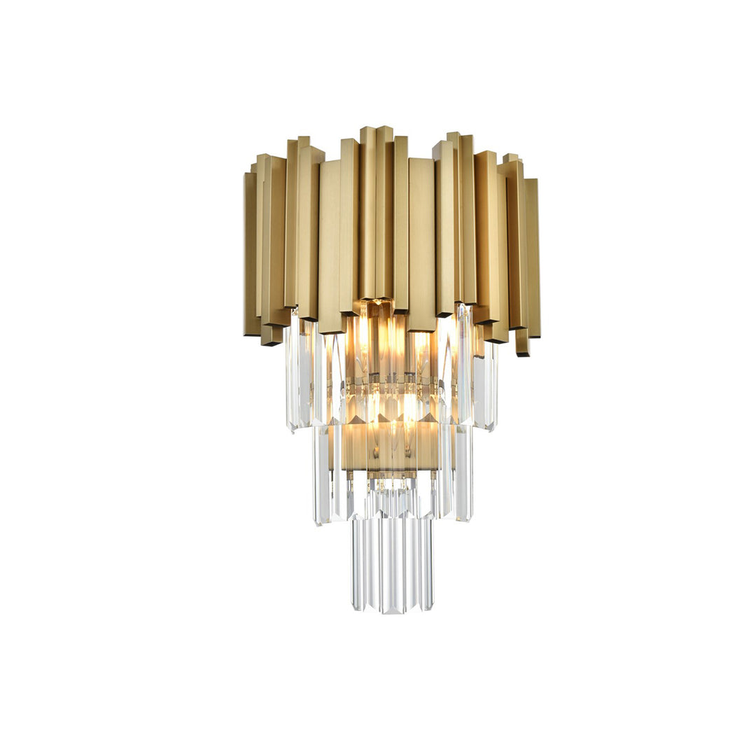 12 Inch Wall Sconce In Satin Gold - View 3 - Joshua Marshal