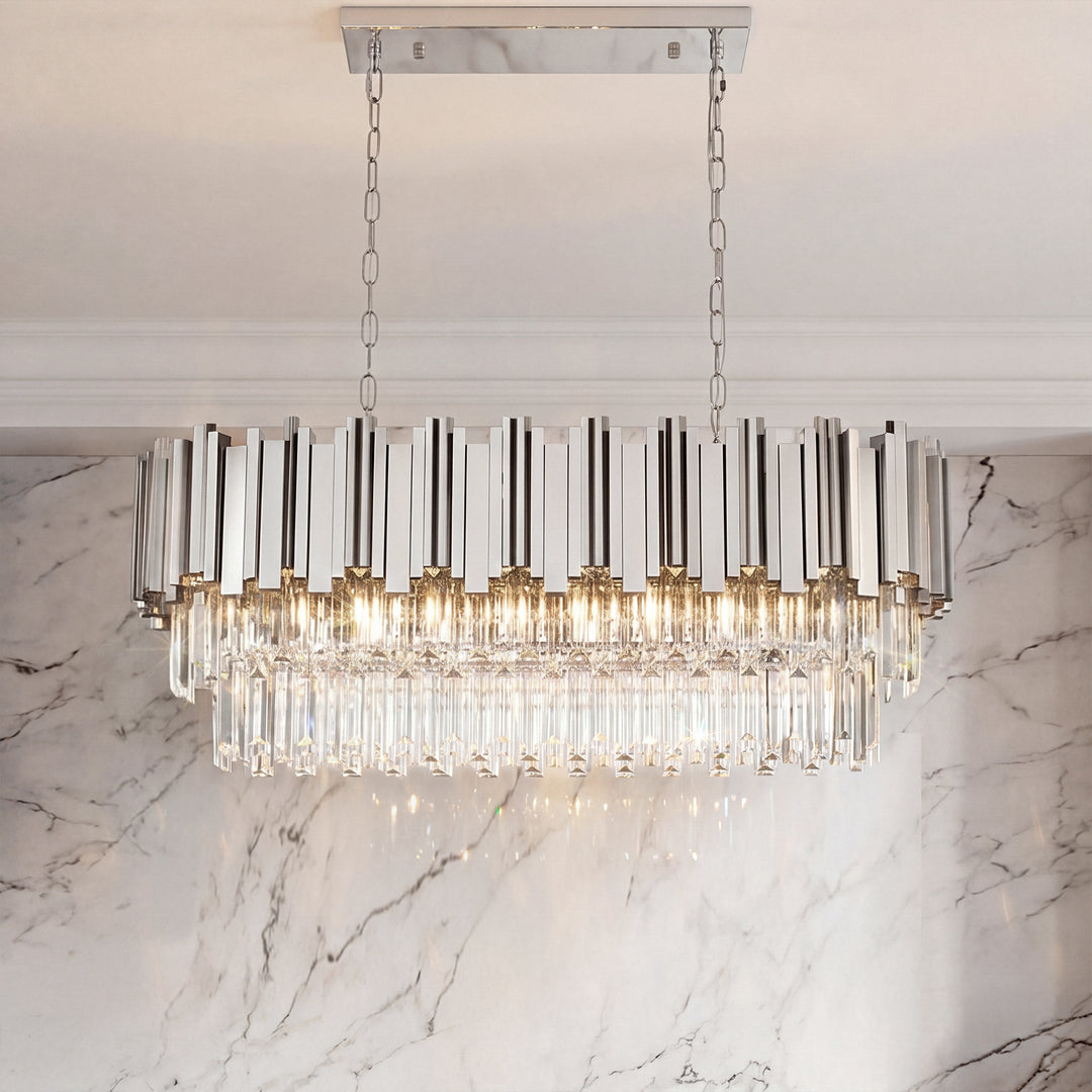 36 Inch Chandelier In Chrome Chrome And Clear Finish - LIGHTING by Joshua Marshal