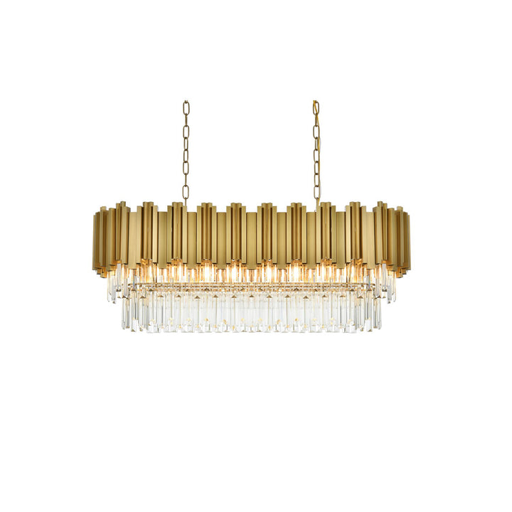 36 Inch Rectangular Chandelier In Satin Gold - View 4 - Joshua Marshal