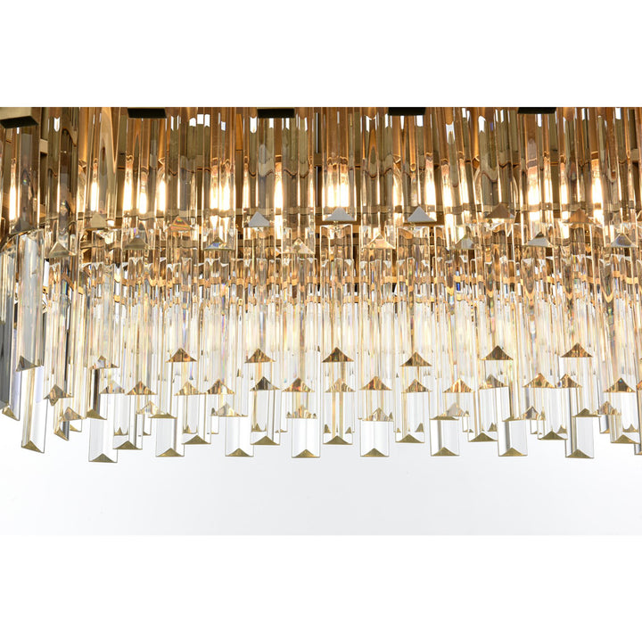 36 Inch Rectangular Chandelier In Satin Gold - View 6 - Joshua Marshal