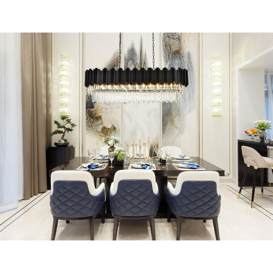 47 Inch Rectangular Chandelier In Black - View 2 - Joshua Marshal