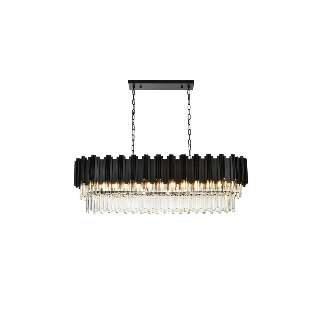 47 Inch Rectangular Chandelier In Black - View 3 - Joshua Marshal