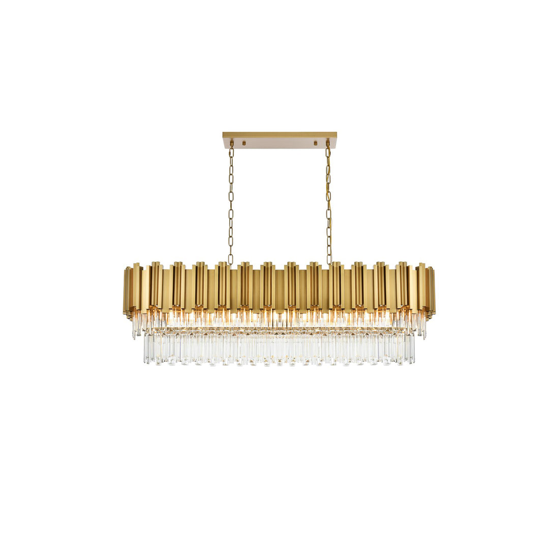 47 Inch Rectangular Chandelier In Satin Gold - View 3 - Joshua Marshal