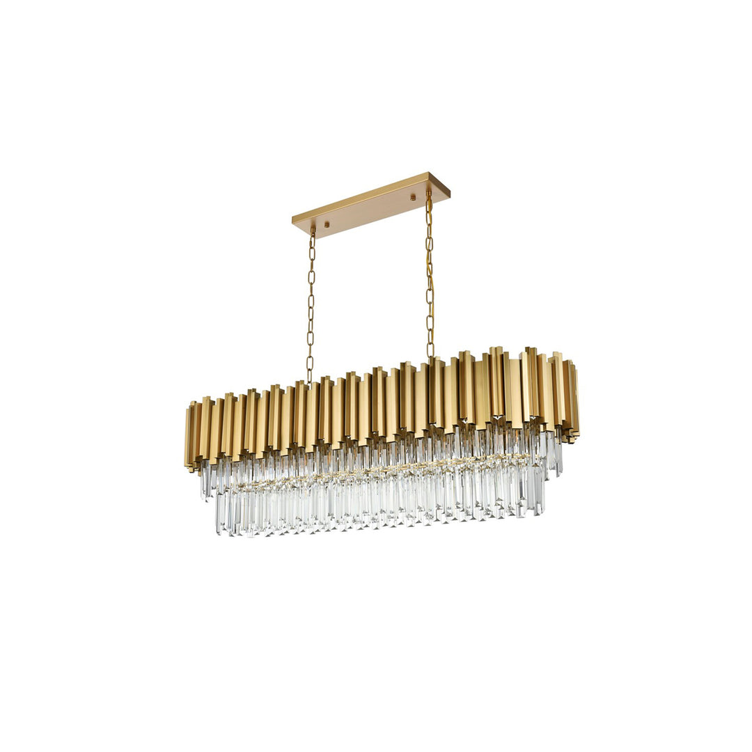 47 Inch Rectangular Chandelier In Satin Gold - View 4 - Joshua Marshal