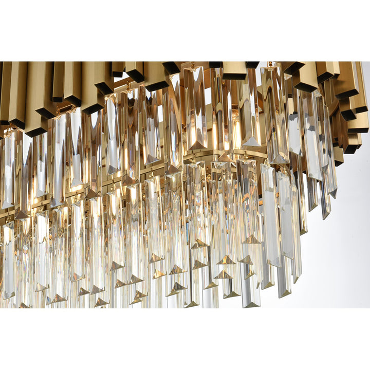 47 Inch Rectangular Chandelier In Satin Gold - View 5 - Joshua Marshal