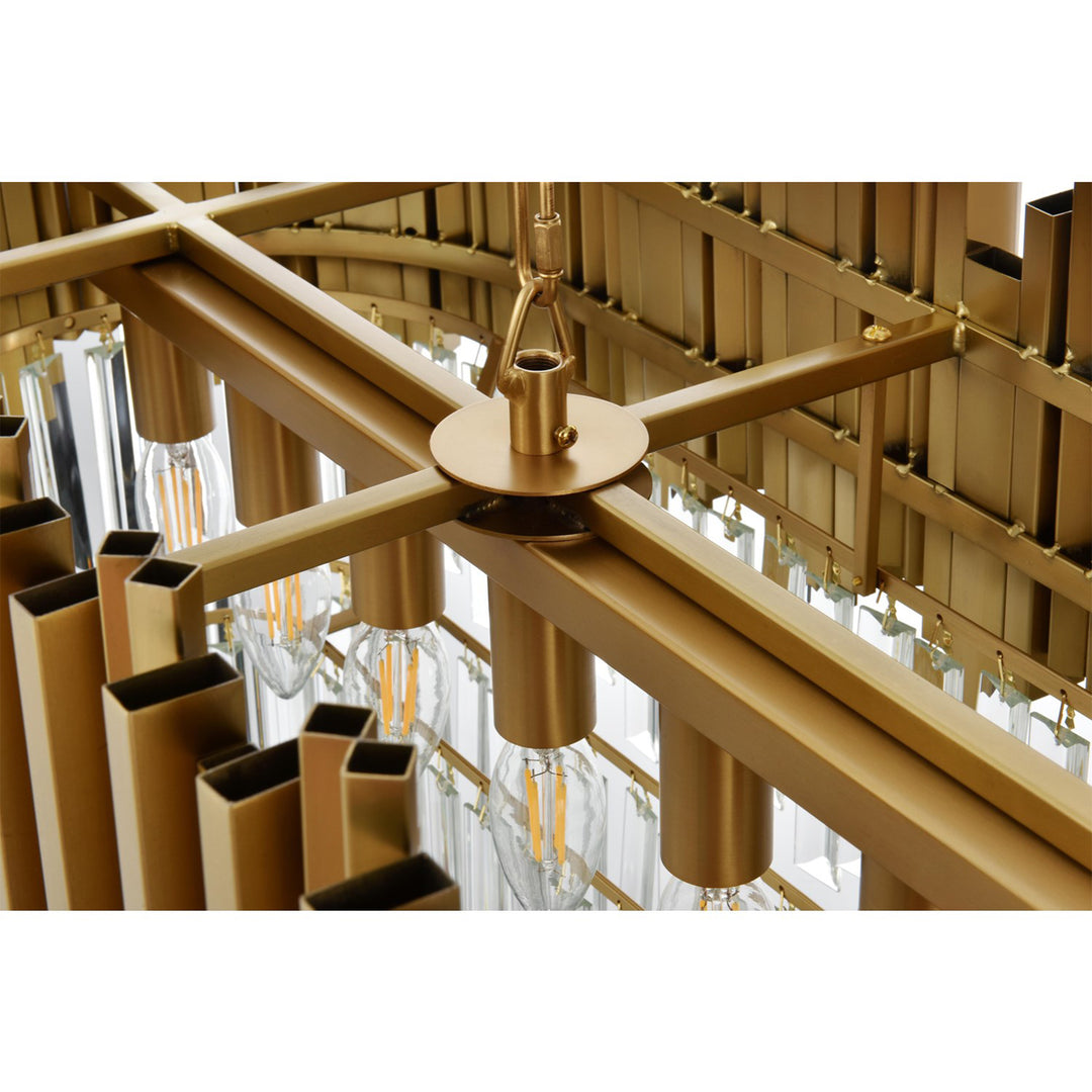 47 Inch Rectangular Chandelier In Satin Gold - View 6 - Joshua Marshal