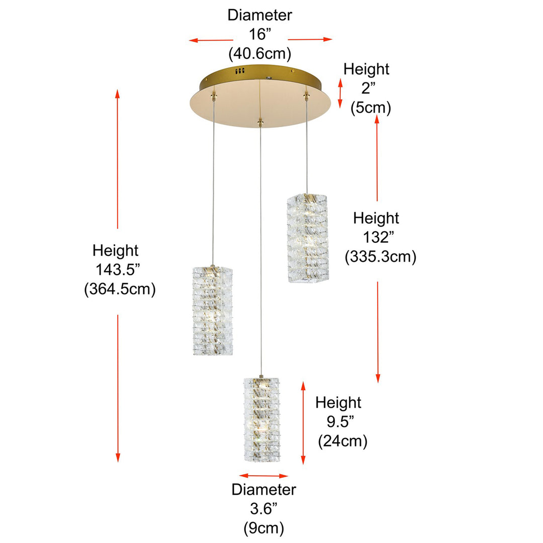 16 Inch Led Pendant In Satin Gold - View 6 - Joshua Marshal