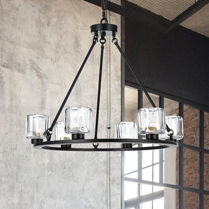 26 Inch Chandelier In Black Black And Clear Finish - LIGHTING by Joshua Marshal