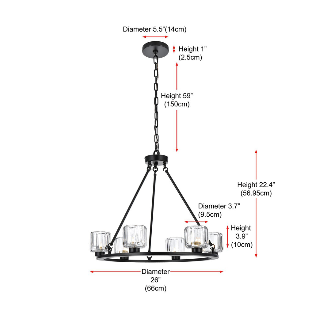 26 Inch Chandelier In Black - View 6 - Joshua Marshal