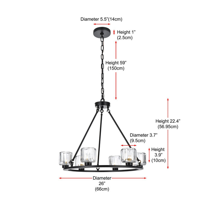 26 Inch Chandelier In Black - View 6 - Joshua Marshal