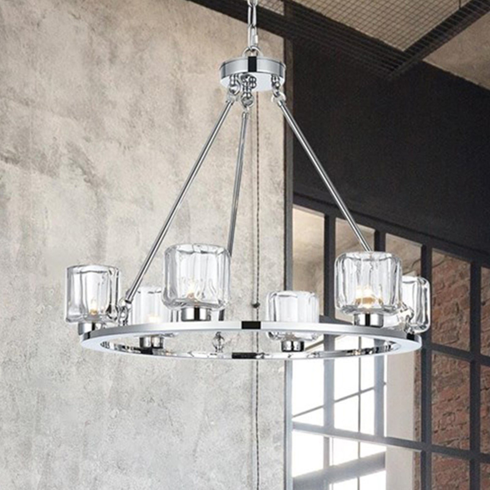 26 Inch Chandelier In Chrome Chrome And Clear Finish - LIGHTING by Joshua Marshal