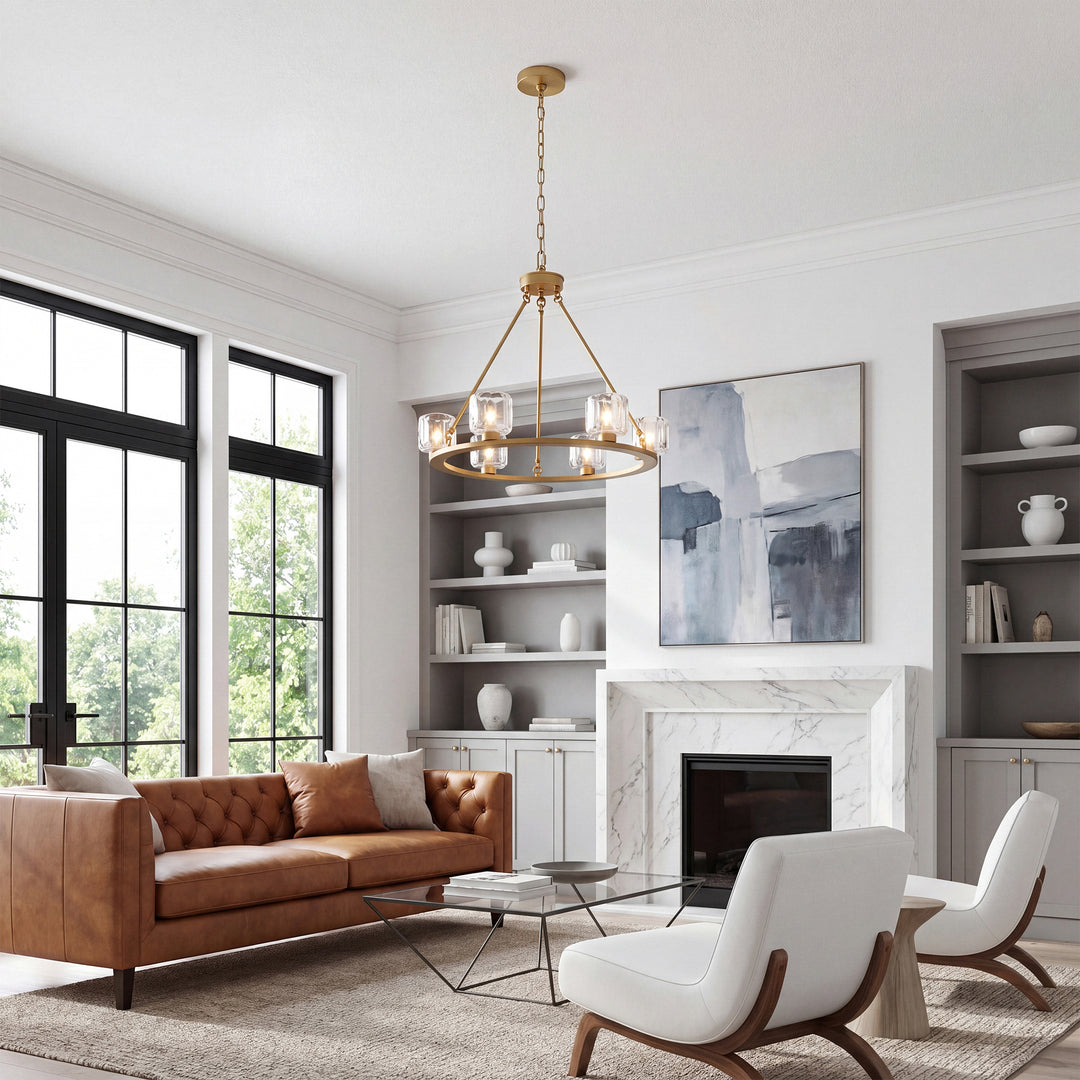 26 Inch Chandelier In Satin Gold - View 2 - Joshua Marshal