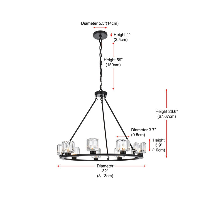 32 Inch Chandelier In Black - View 6 - Joshua Marshal