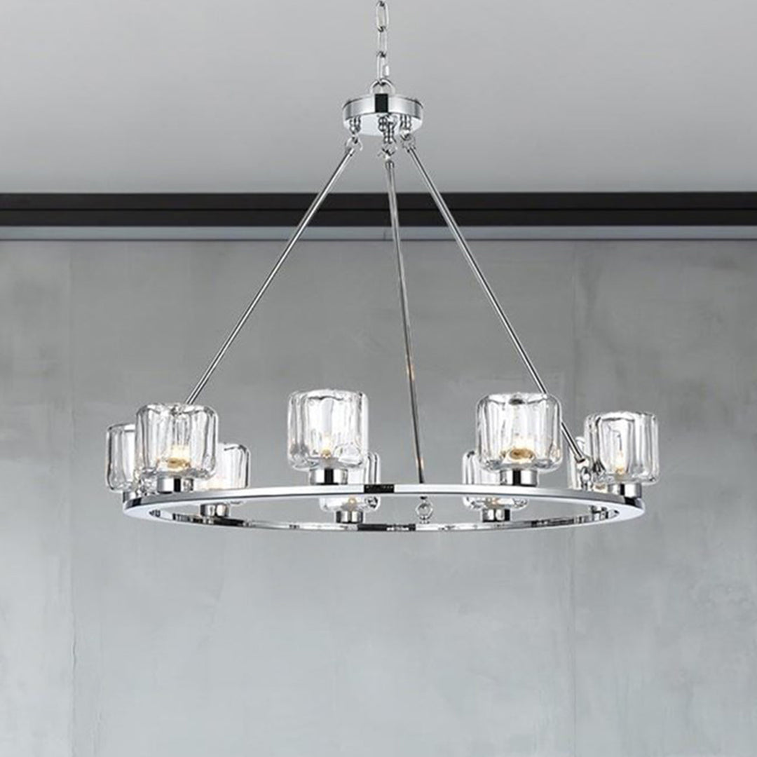 32 Inch Chandelier In Chrome Chrome And Clear Finish - LIGHTING by Joshua Marshal