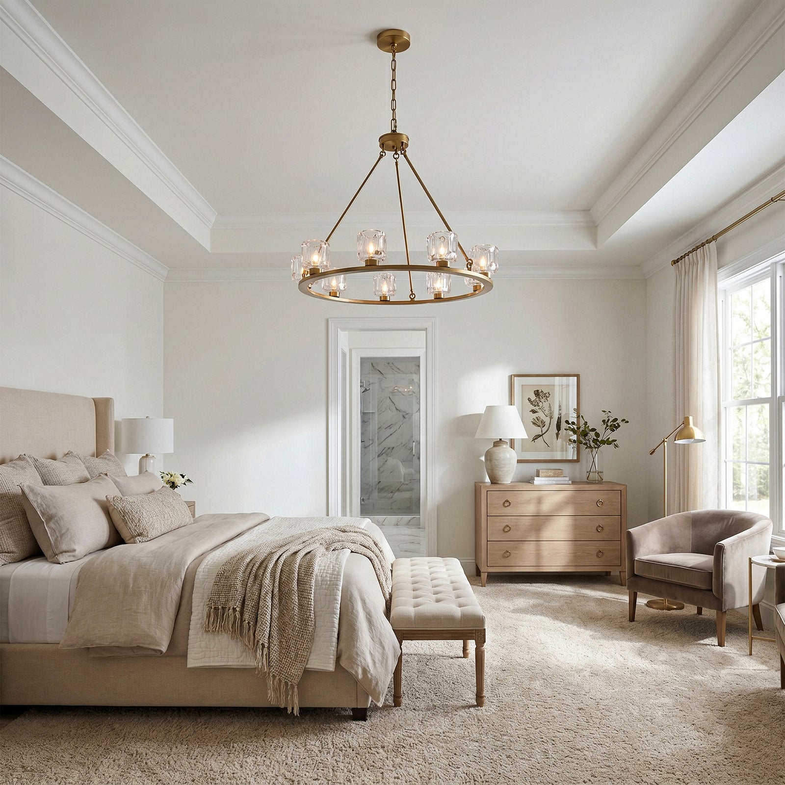 32 Inch Chandelier In Satin Gold - View 2 - Joshua Marshal