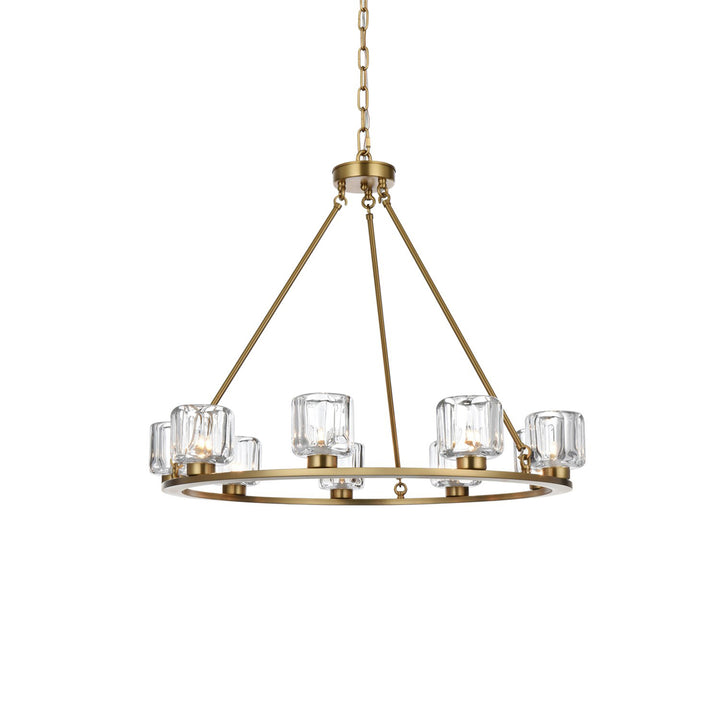32 Inch Chandelier In Satin Gold - View 3 - Joshua Marshal