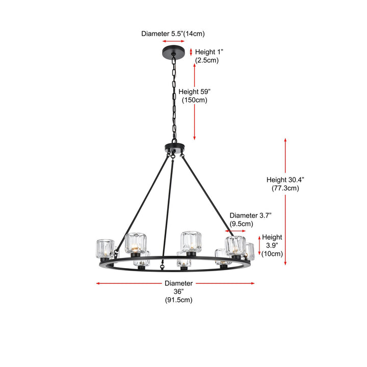 36 Inch Chandelier In Black - View 6 - Joshua Marshal