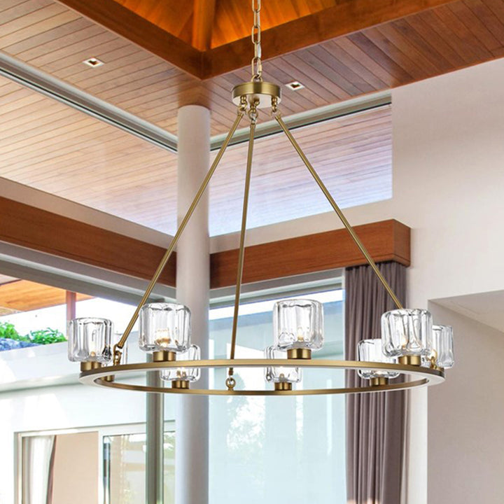 36 Inch Chandelier In Satin Gold Satin Gold And Clear Finish - LIGHTING by Joshua Marshal