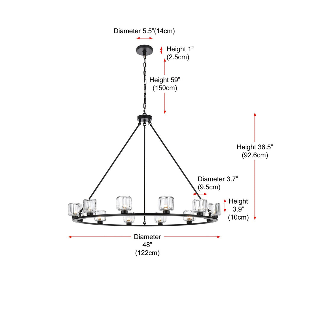 48 Inch Chandelier In Black - View 6 - Joshua Marshal