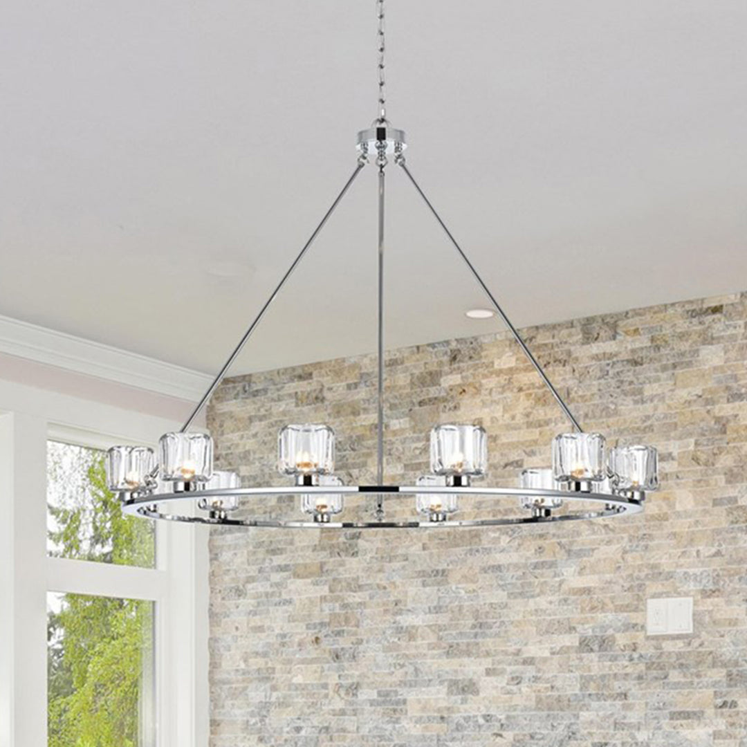 48 Inch Chandelier In Chrome Chrome And Clear Finish - LIGHTING by Joshua Marshal
