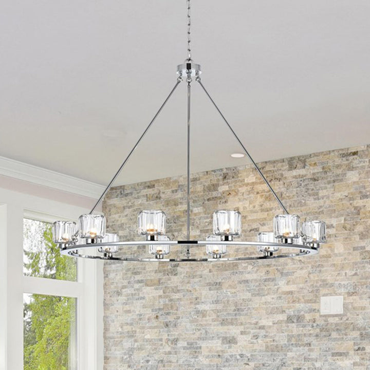 48 Inch Chandelier In Chrome Chrome And Clear Finish - LIGHTING by Joshua Marshal