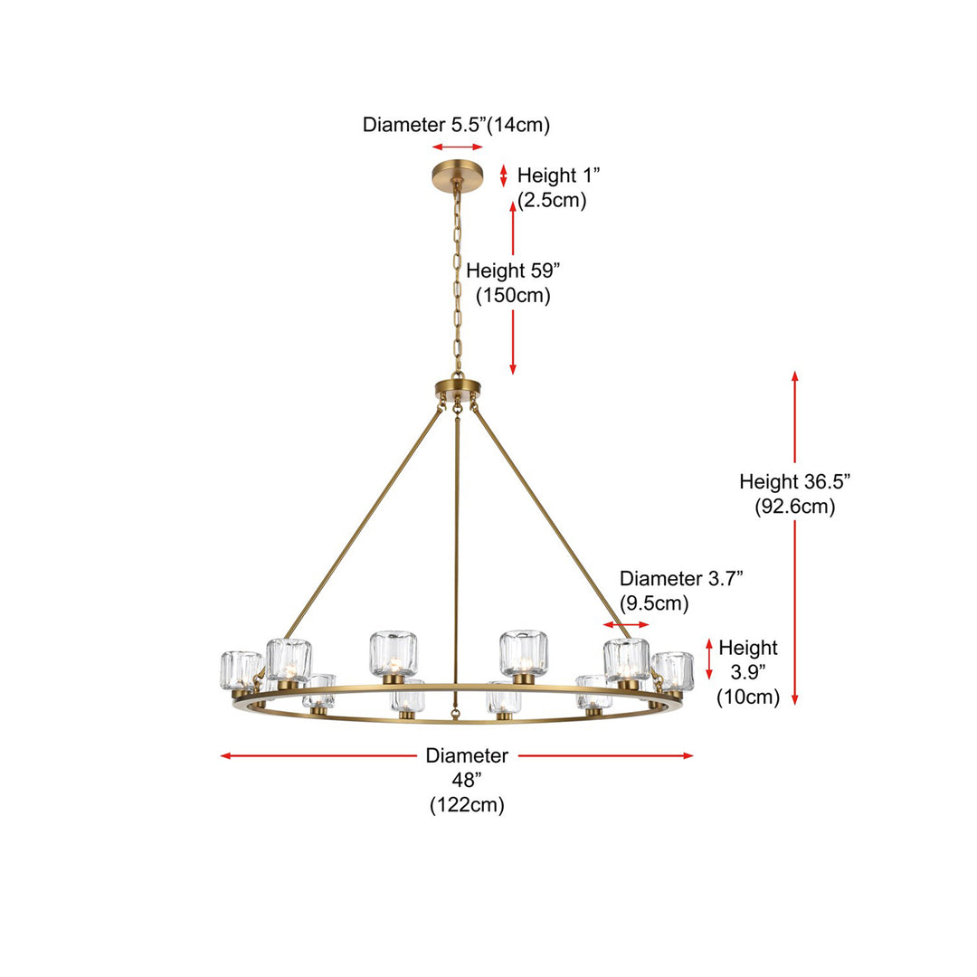 48 Inch Chandelier In Satin Gold - View 6 - Joshua Marshal