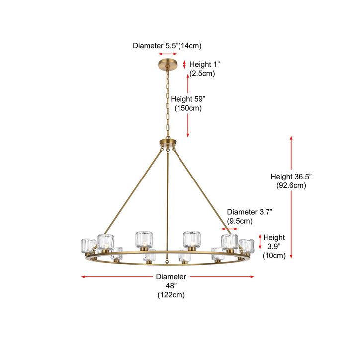 48 Inch Chandelier In Satin Gold - View 6 - Joshua Marshal