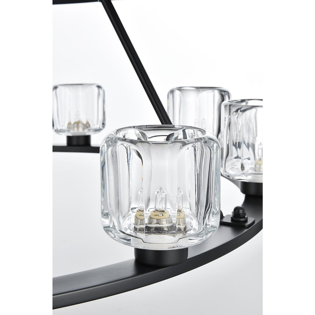 36 Inch Two-Tier Chandelier In Black - View 5 - Joshua Marshal