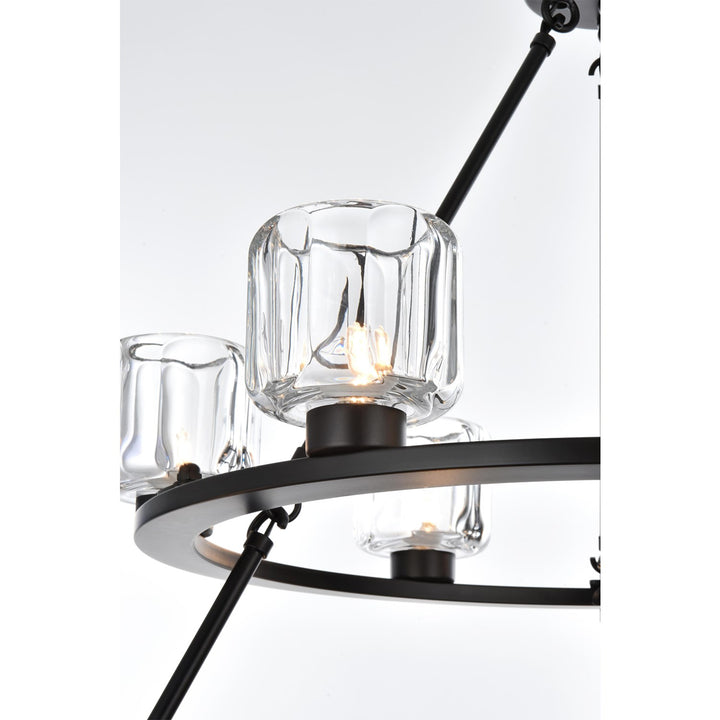 36 Inch Two-Tier Chandelier In Black - View 6 - Joshua Marshal