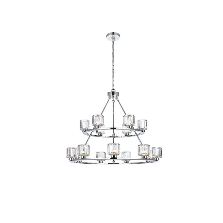 36 Inch Two-Tier Chandelier In Chrome - View 3 - Joshua Marshal