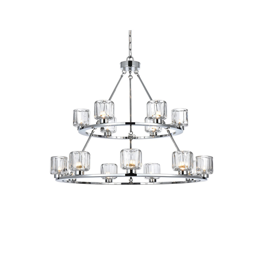 36 Inch Two-Tier Chandelier In Chrome - View 4 - Joshua Marshal