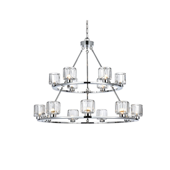 36 Inch Two-Tier Chandelier In Chrome - View 4 - Joshua Marshal