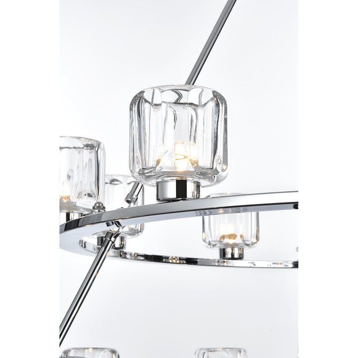 36 Inch Two-Tier Chandelier In Chrome - View 5 - Joshua Marshal
