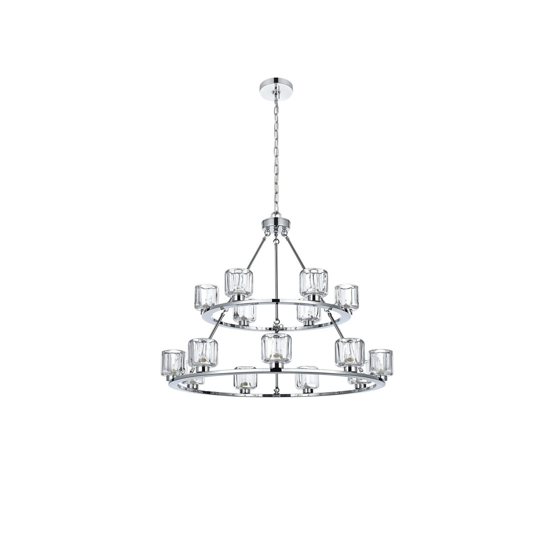 36 Inch Two-Tier Chandelier In Chrome - View 6 - Joshua Marshal