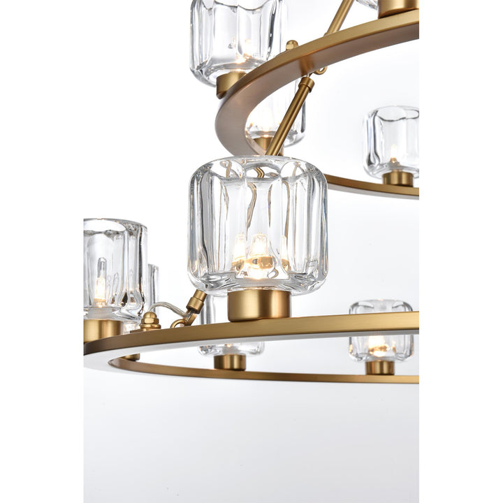 36 Inch Two-Tier Chandelier In Satin Gold - View 5 - Joshua Marshal