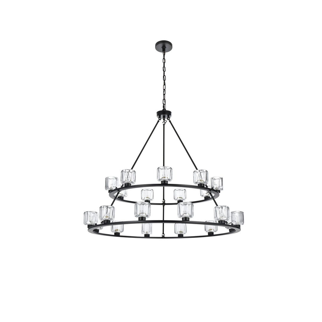 48 Inch Two-Tier Chandelier In Black - View 3 - Joshua Marshal