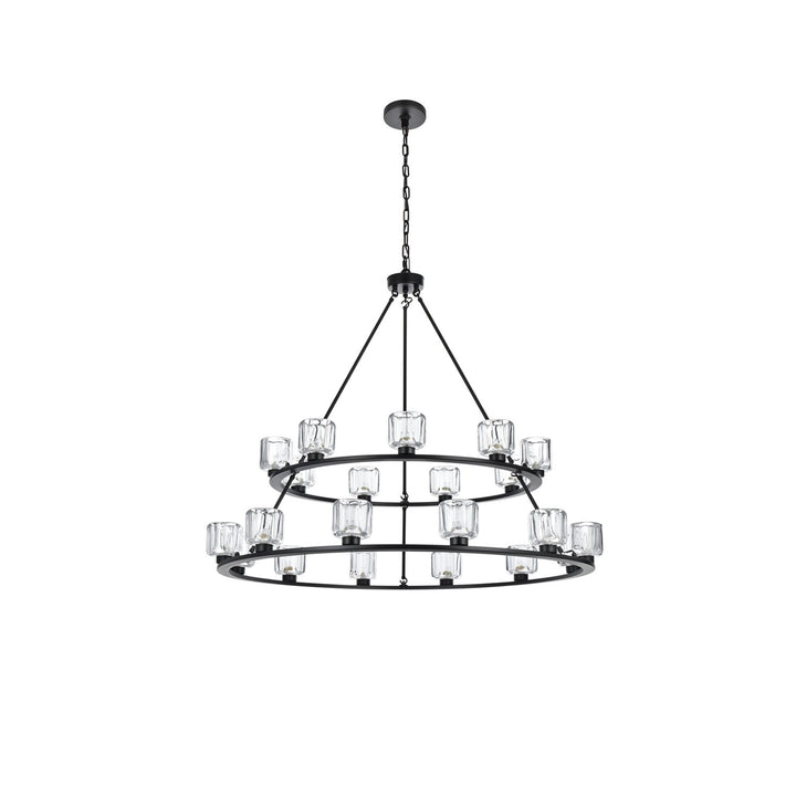48 Inch Two-Tier Chandelier In Black - View 3 - Joshua Marshal