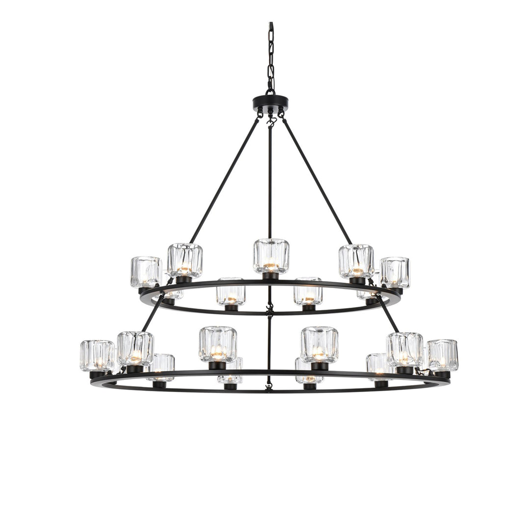 48 Inch Two-Tier Chandelier In Black - View 4 - Joshua Marshal