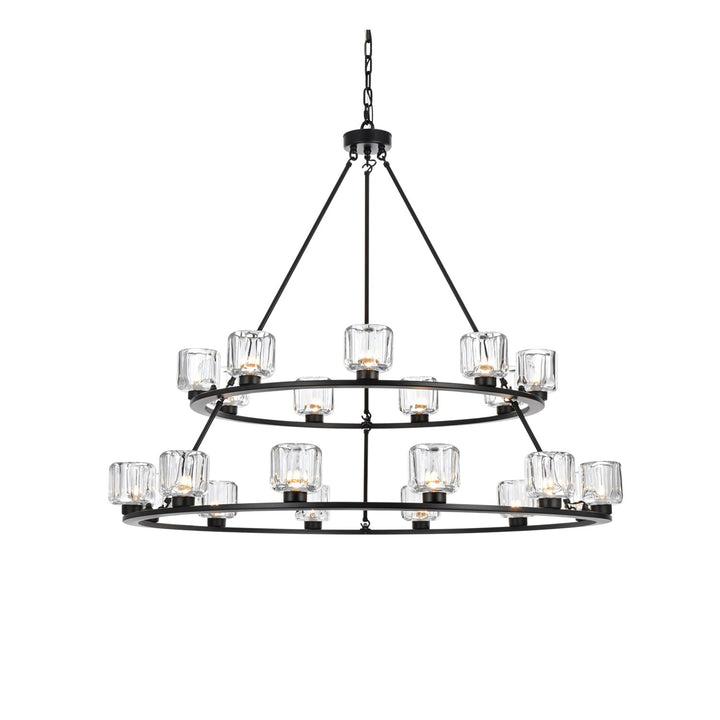 48 Inch Two-Tier Chandelier In Black - View 4 - Joshua Marshal
