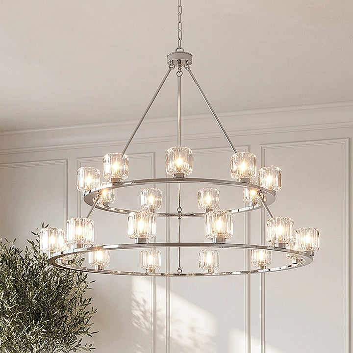 48 Inch Two-Tier Chandelier In Chrome