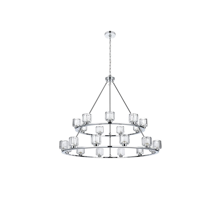 48 Inch Two-Tier Chandelier In Chrome - View 3 - Joshua Marshal