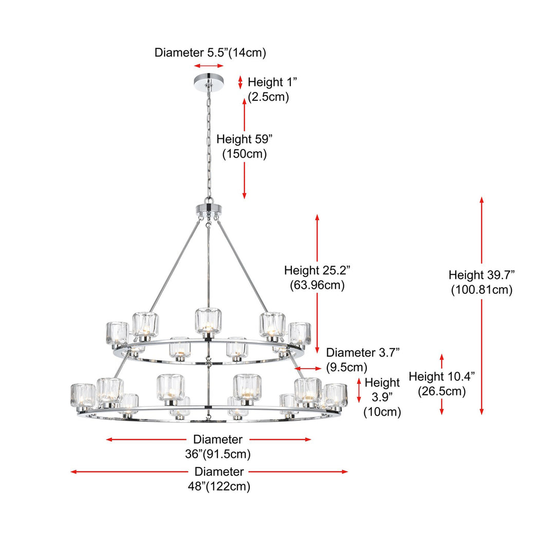 48 Inch Two-Tier Chandelier In Chrome - View 6 - Joshua Marshal