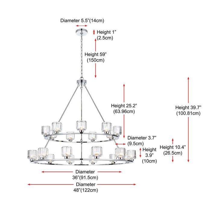 48 Inch Two-Tier Chandelier In Chrome - View 6 - Joshua Marshal