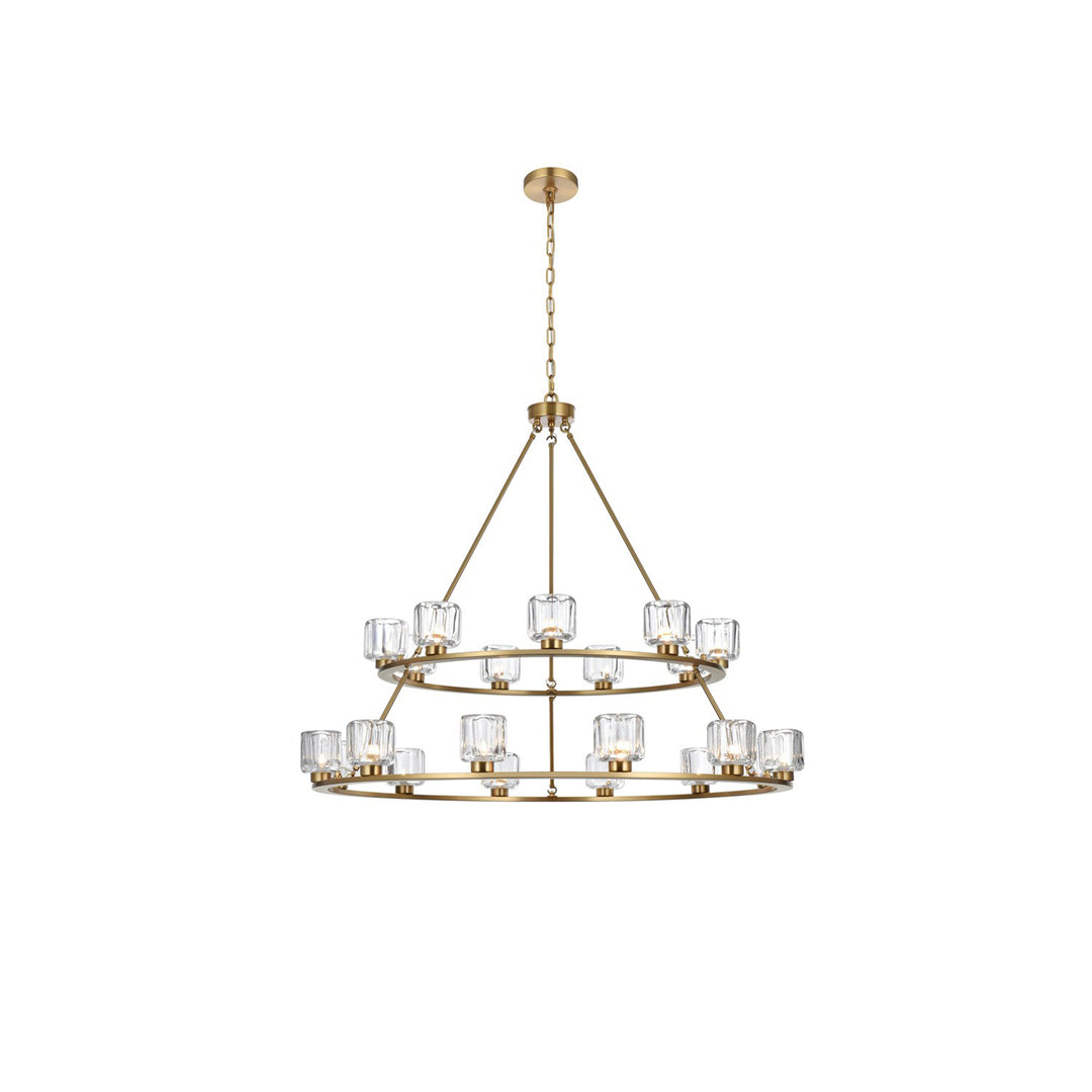 48 Inch Two-Tier Chandelier In Satin Gold - View 3 - Joshua Marshal