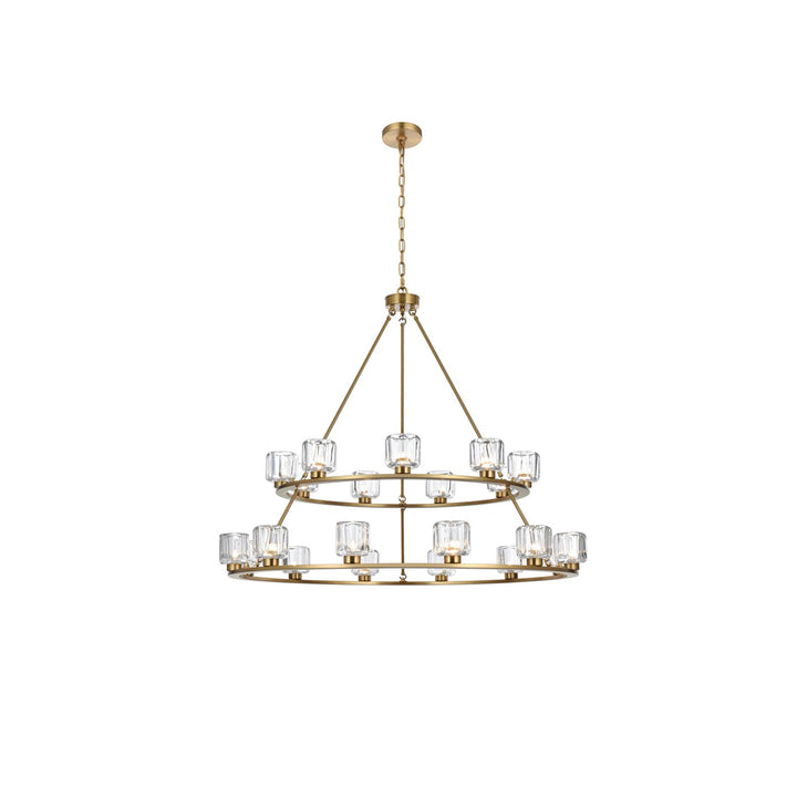 48 Inch Two-Tier Chandelier In Satin Gold - View 3 - Joshua Marshal